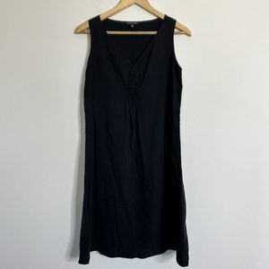 Eileen Fisher Woman Tank Dress Linen Blend Sleeveless V- Neck Midi Ruched Size S